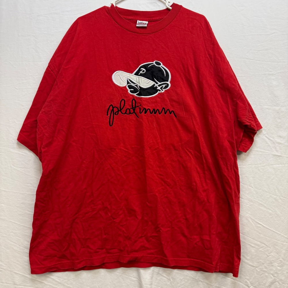 Vintage Platinum FUBU Red Embroidered Graphic T-Shirt Mens 3XL Heavyweight 90s